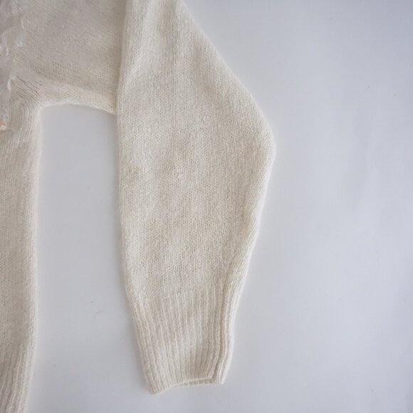 Vintage I.B. Diffusion Cream Silk Wool Lace Beaded Sweater Romantic Old Money L - Picture 4 of 11